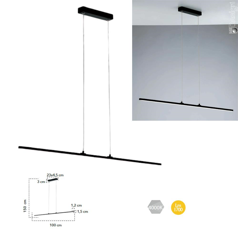 Sospensione Led 1 Shanghai nero - immagine 2