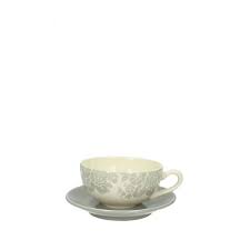 2 PEZZI TAZZA CAPPUCCINO CON PIATTO GRIGIO 325 Cc
