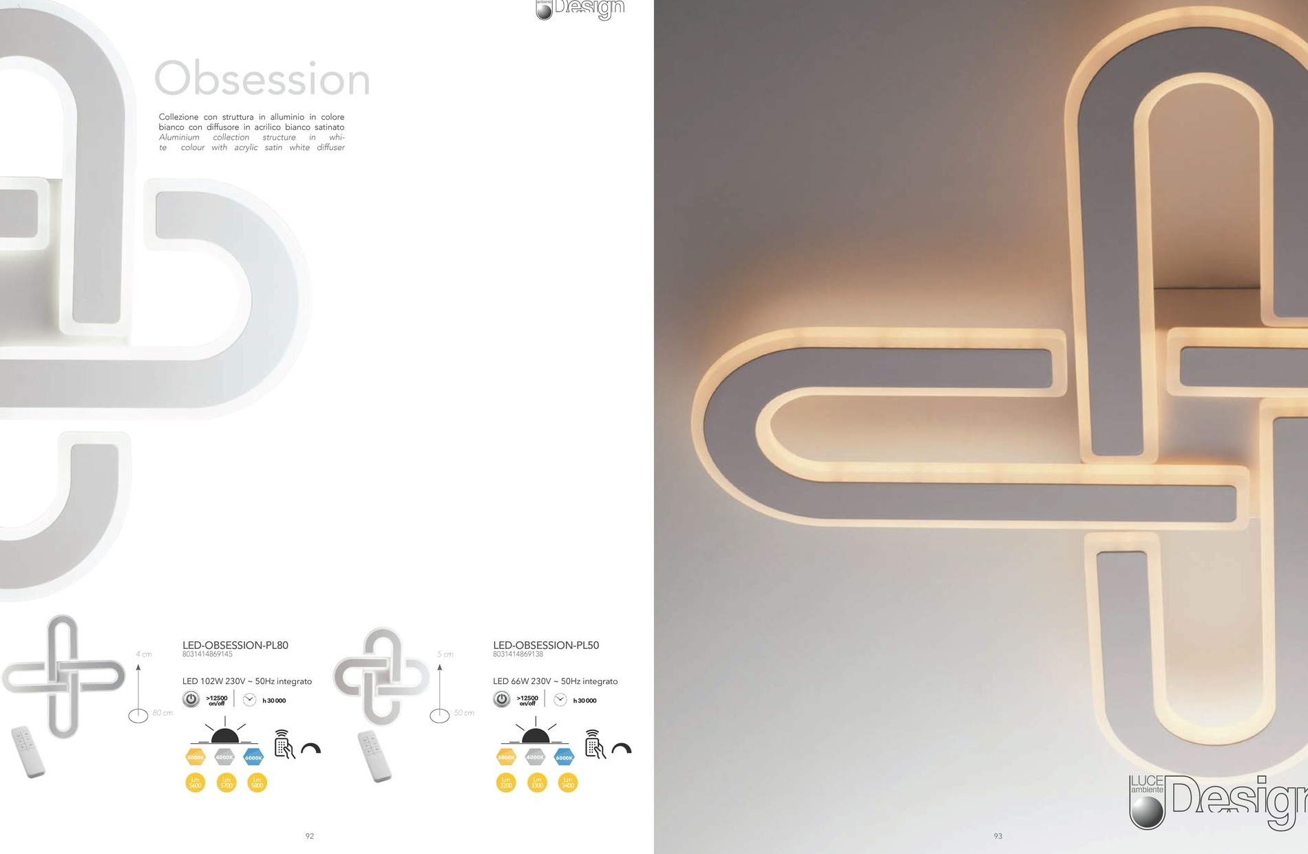 Plafoniera led con telecomando 50x50 - immagine 2