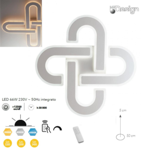 Plafoniera led con telecomando 50x50