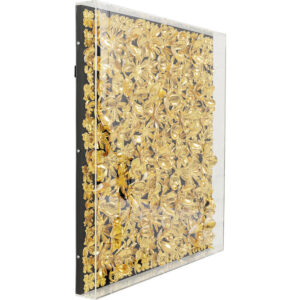 Quadro fiori dorati tridimensionali 80x80