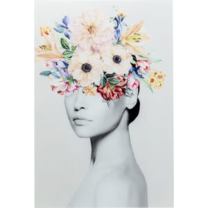 Quadro in vetro donna primavera 80x120