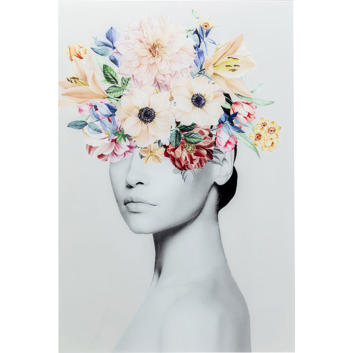 Quadro in vetro donna primavera 80x120