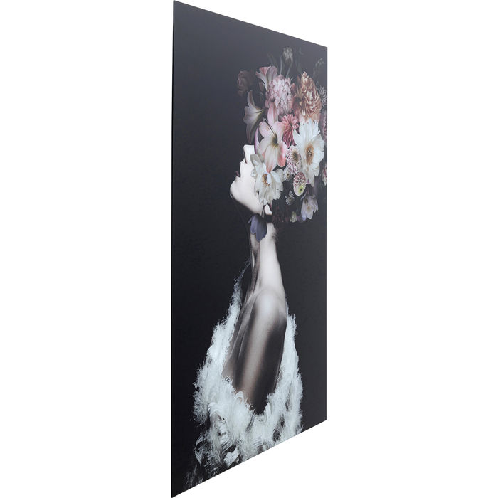 Quadro in vetro donna fiorata in su 80x120 - immagine 3