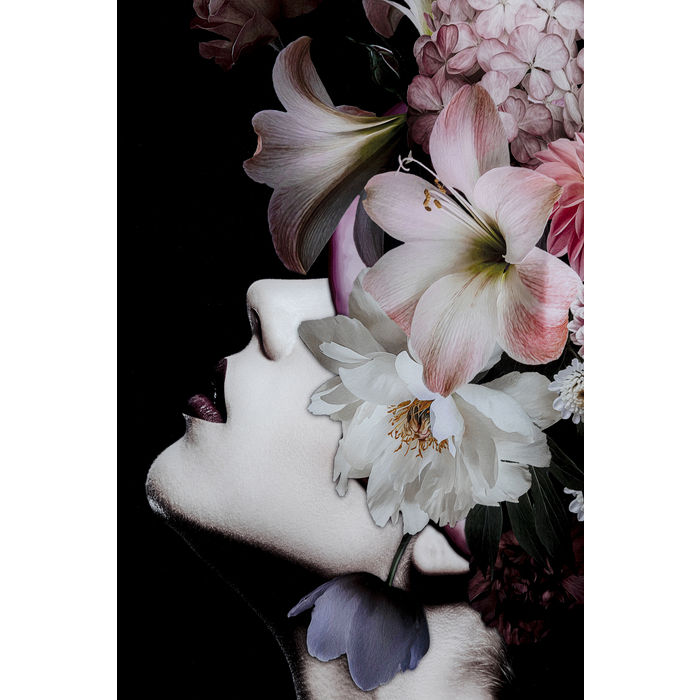 Quadro in vetro donna fiorata in su 80x120 - immagine 4