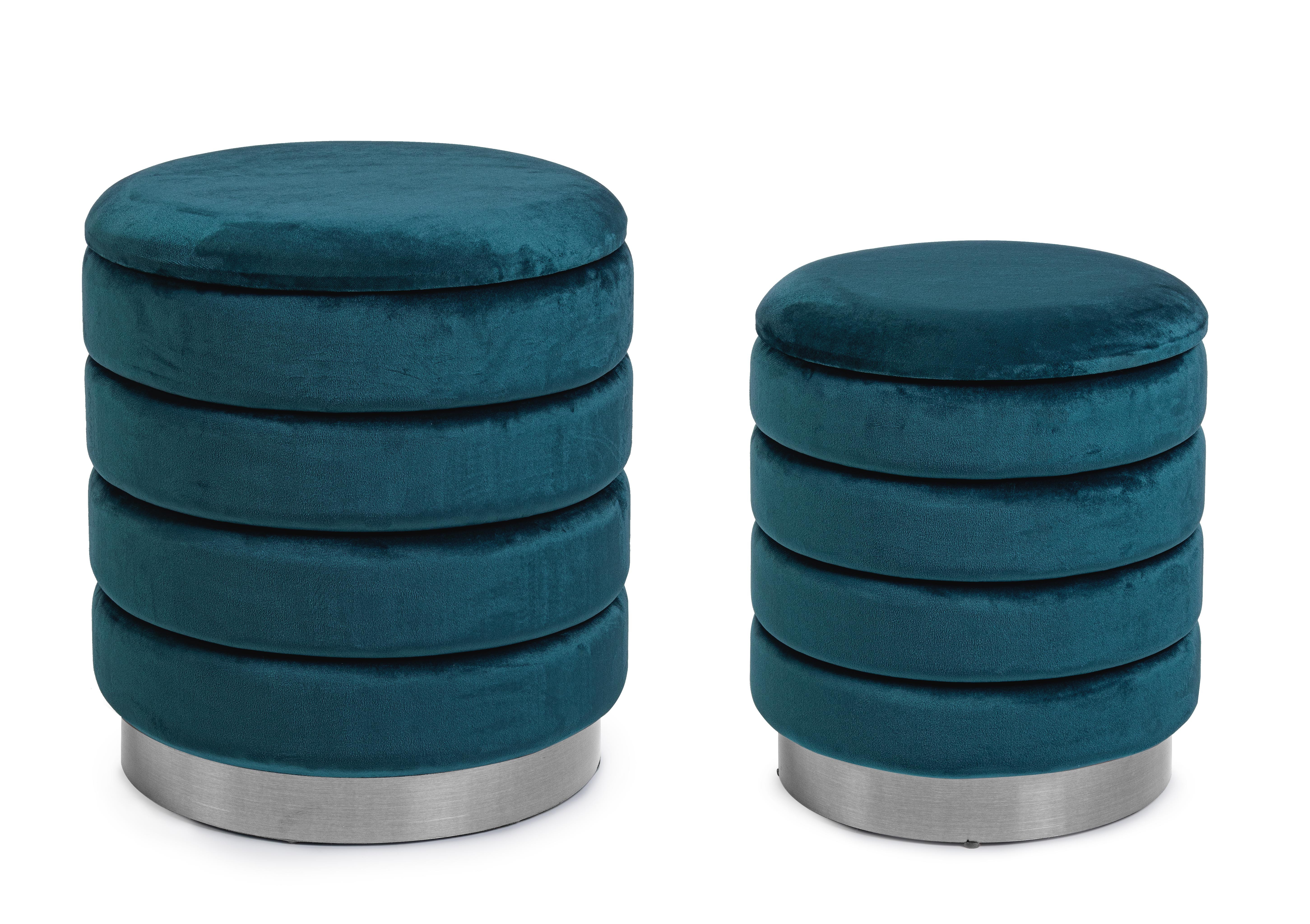 Set 2 pouf contenitori navy Ø36-ø40 - immagine 2