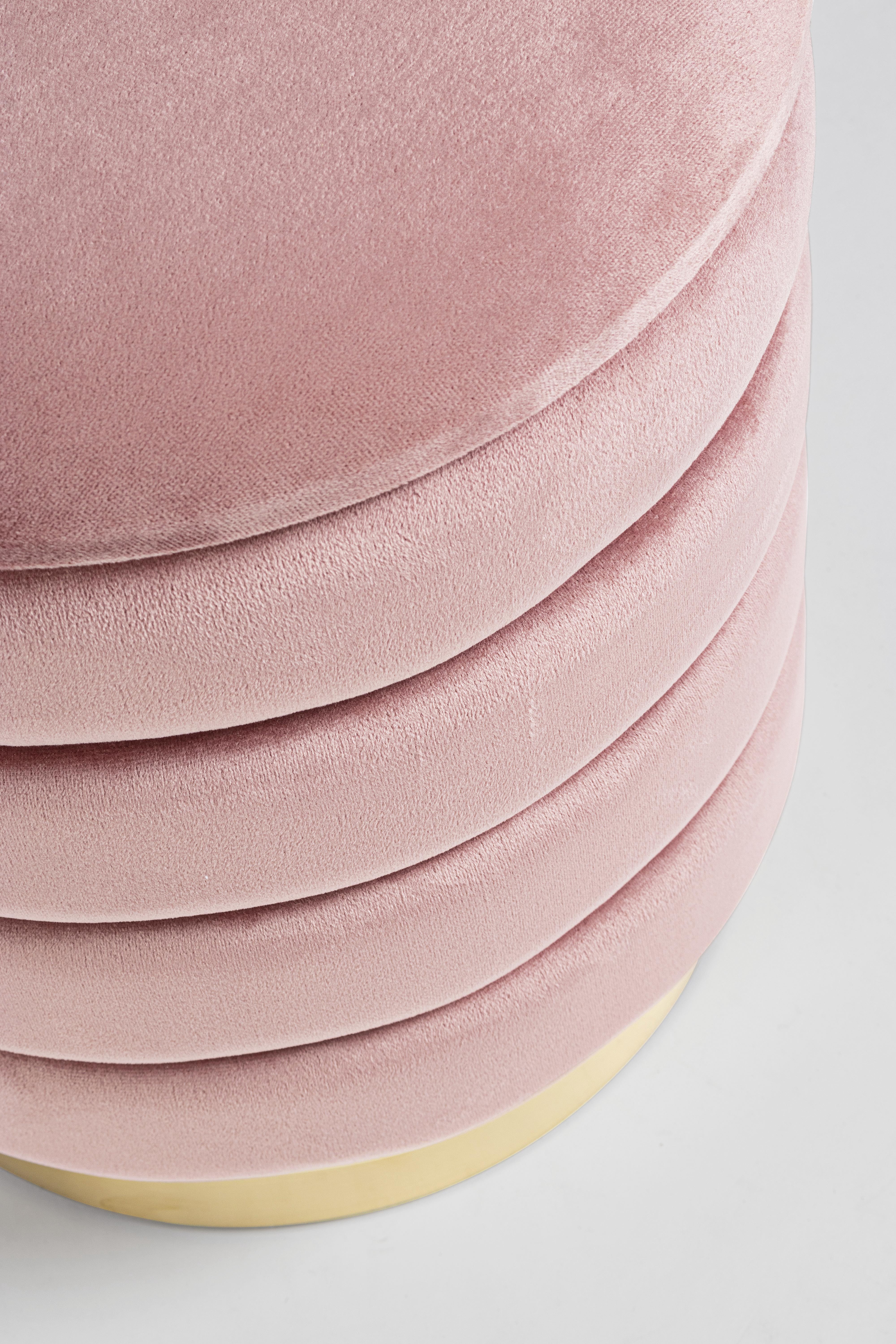 Set 2 pouf contenitori rosa base oro Ø36-ø40 - immagine 3