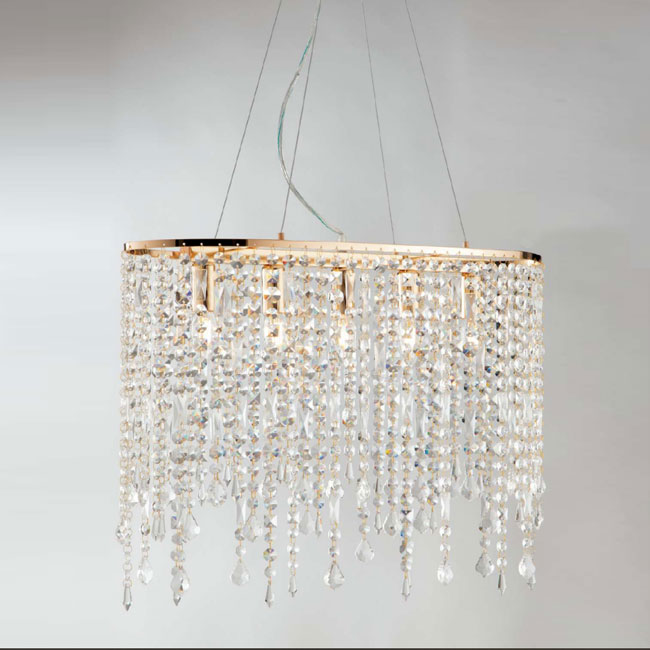 Lampadario a sospensione breeze oro con cristalli - immagine 3