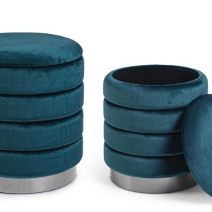Set 2 pouf contenitori navy Ø36-ø40