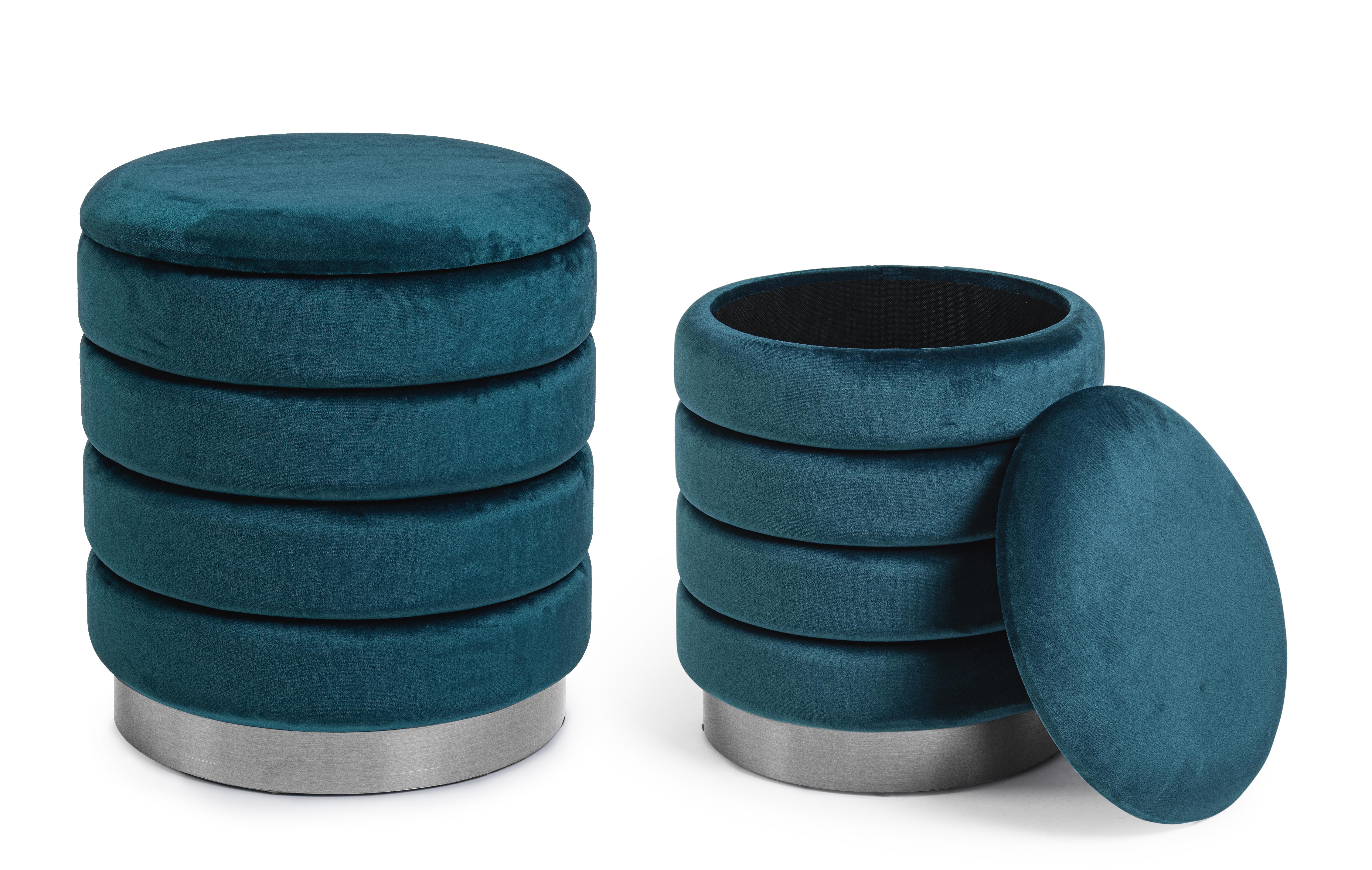 Set 2 pouf contenitori navy Ø36-ø40