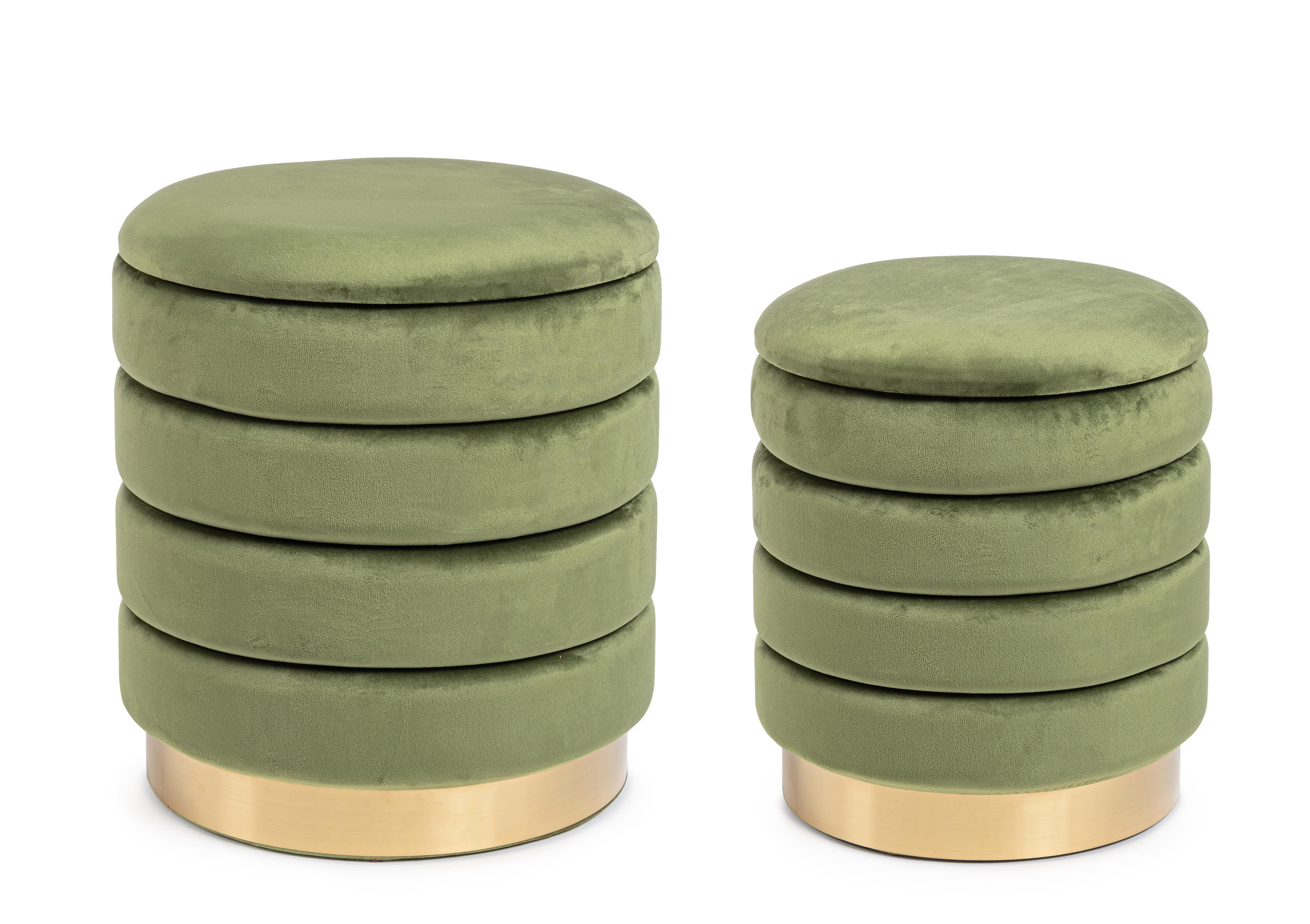 Set 2 pouf contenitori oliva base oro Ø36-ø40 - immagine 3