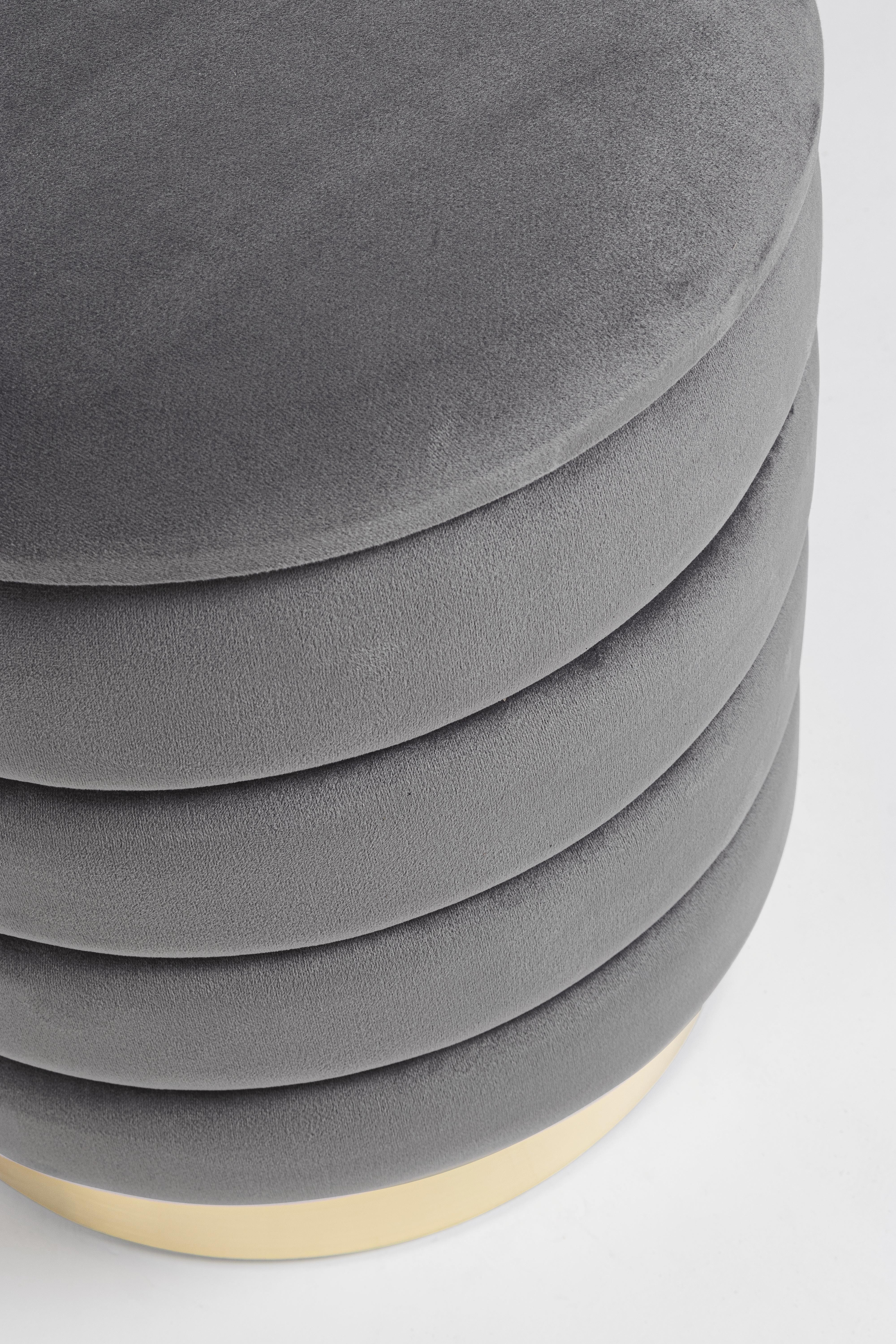 Set 2 pouf contenitori grigi base oro Ø36-ø40 - immagine 3