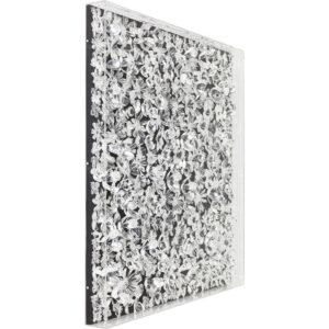 Quadro fiori argentati tridimensionali 100x100