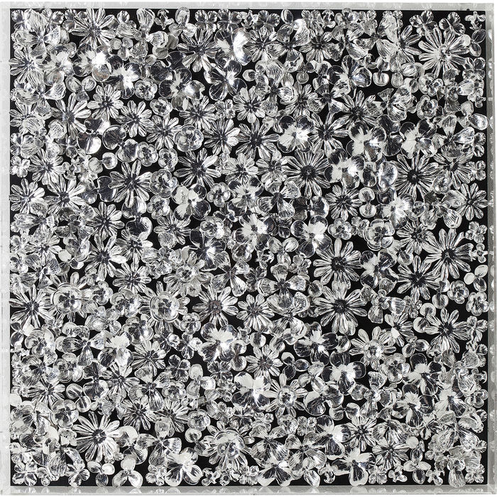 Quadro fiori argentati tridimensionali 100x100 - immagine 2