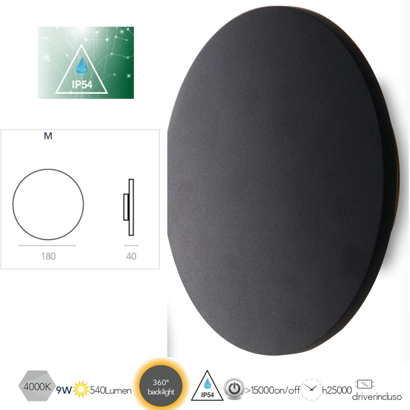 Applique Amon Nero ⌀18 - immagine 2