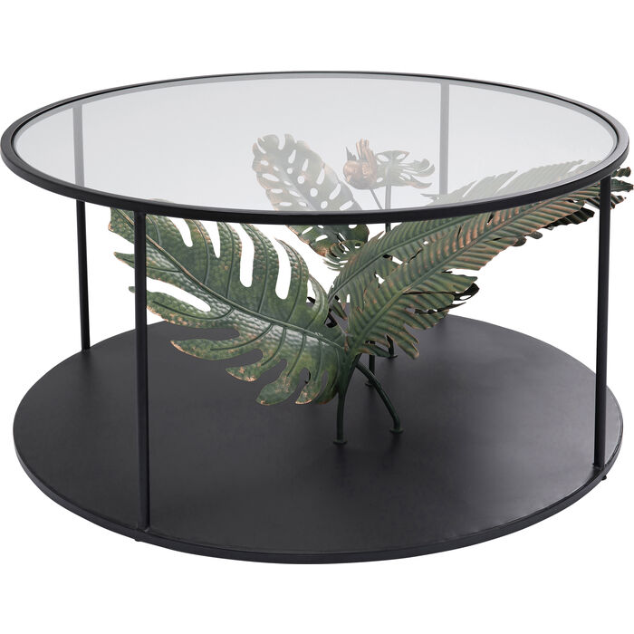 Tavolino palme nero Ø80cm K - immagine 2