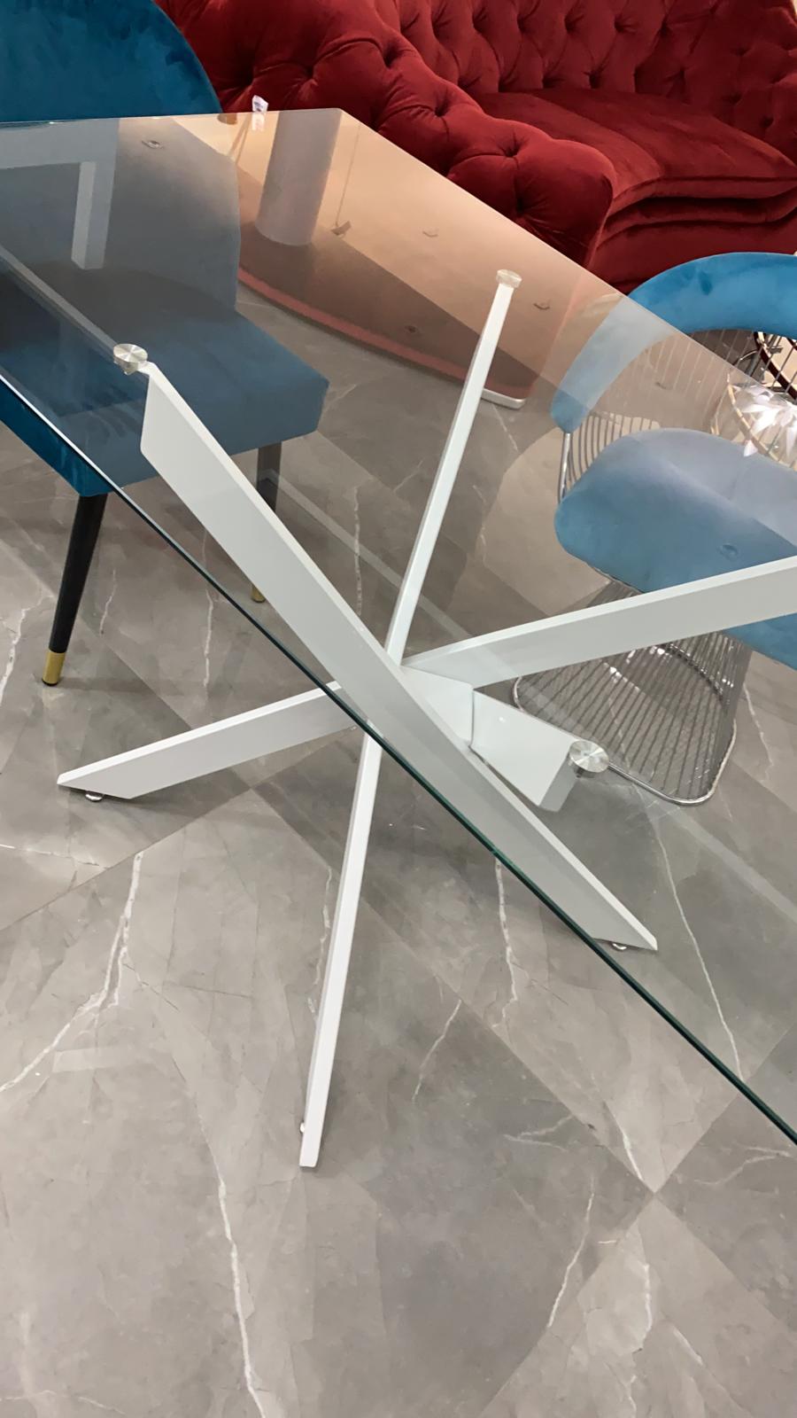 Tavolo shang bianco e vetro 160x90 - immagine 5