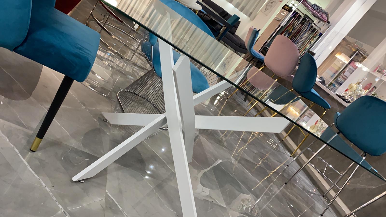 Tavolo shang bianco e vetro 160x90 - immagine 2