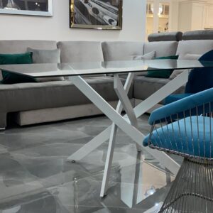 Tavolo shang bianco e vetro 160x90