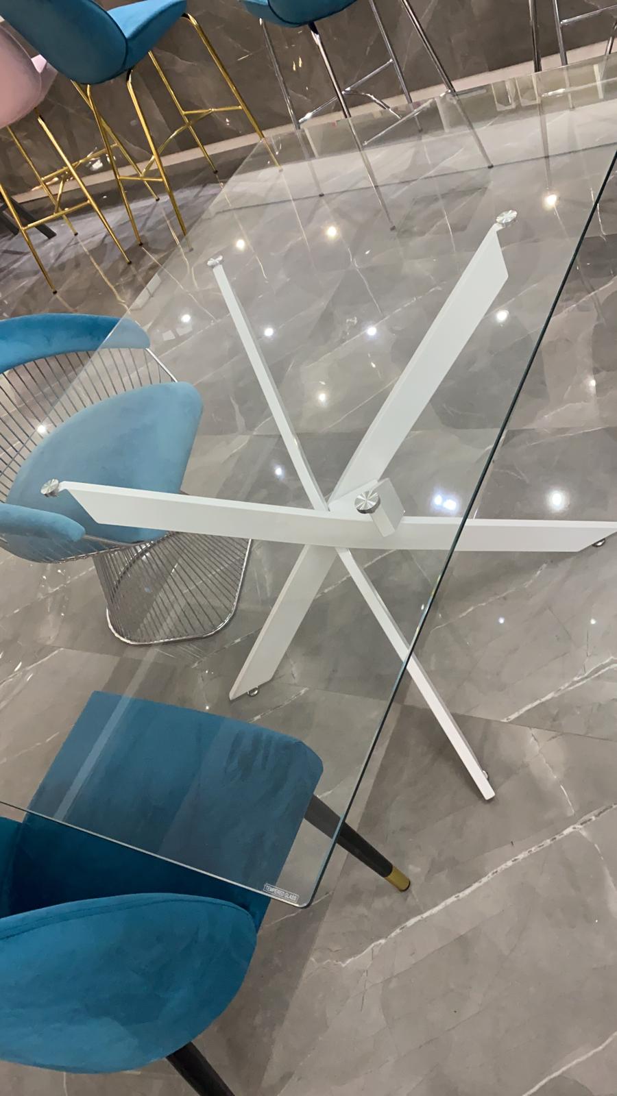 Tavolo shang bianco e vetro 160x90 - immagine 3