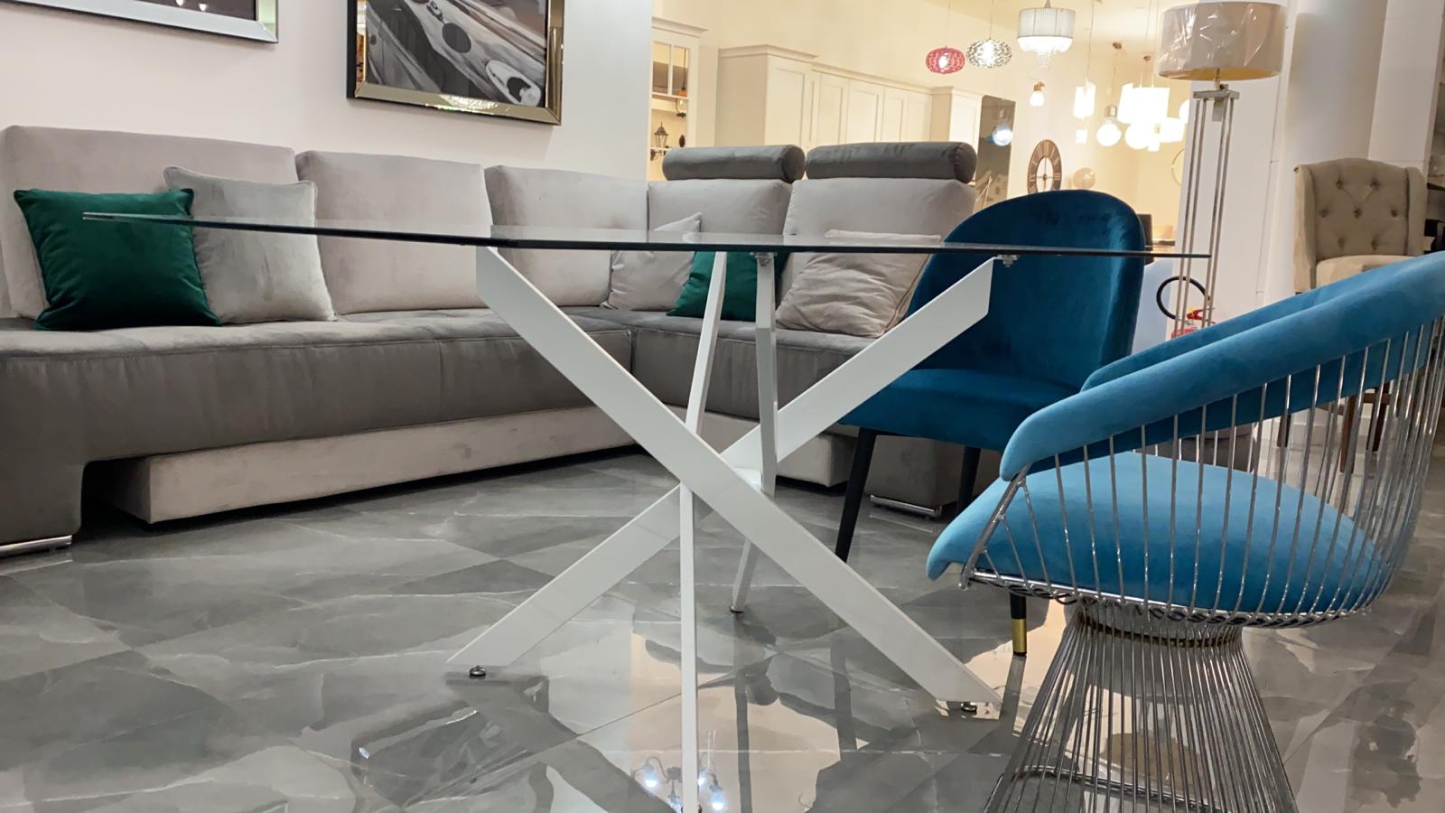 Tavolo shang bianco e vetro 160x90 - immagine 4