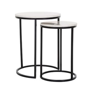 Set 2 tavolini nero e effetto marmo