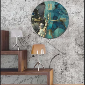Quadro con orologio Fluida blu