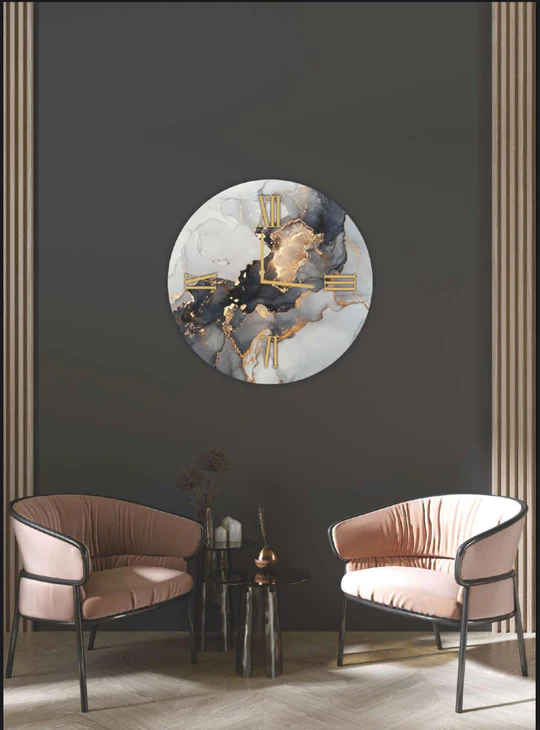 Quadro con orologio Fluida black