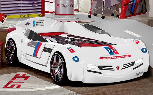 Letto Auto bianco con fari led