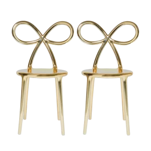 Coppia sedie fiocco oro