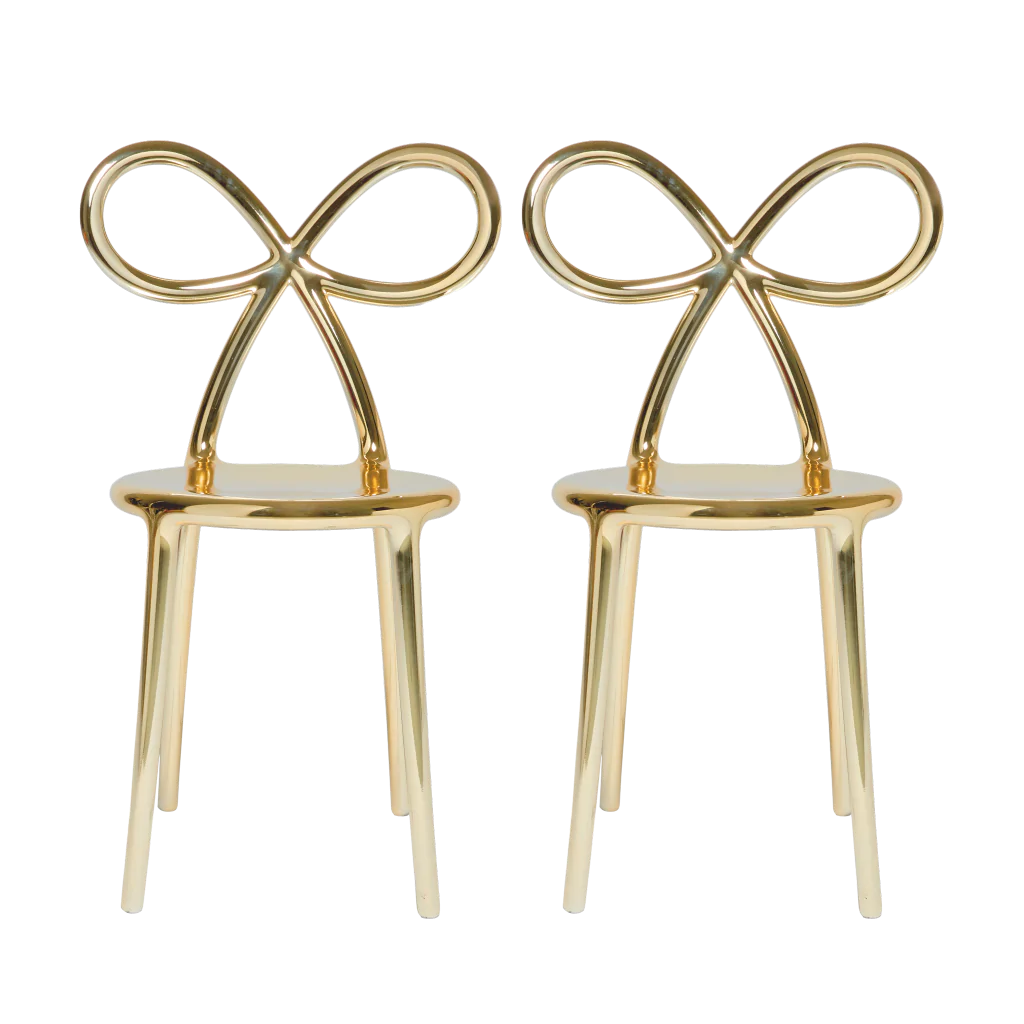 Coppia sedie fiocco oro