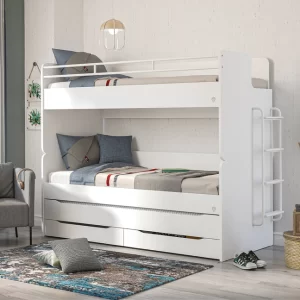 Letto a castello con terzo lettino estraibile - Bianco