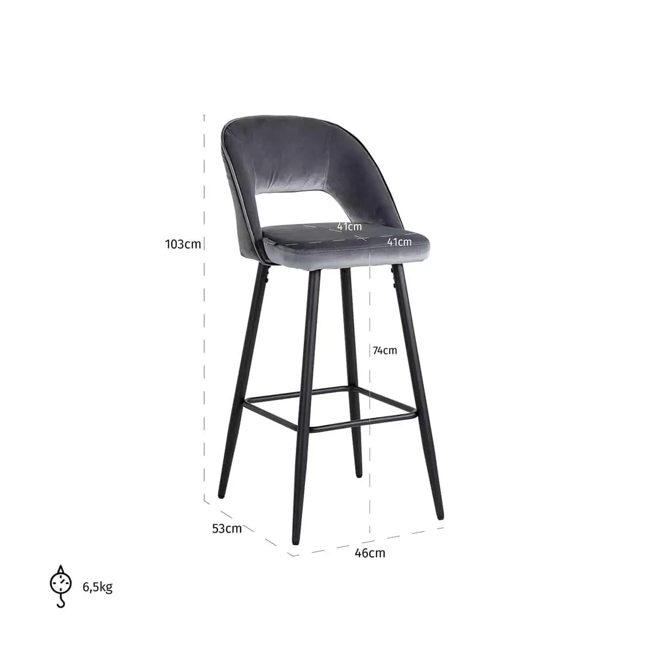 Sgabello Luna antracite - immagine 5