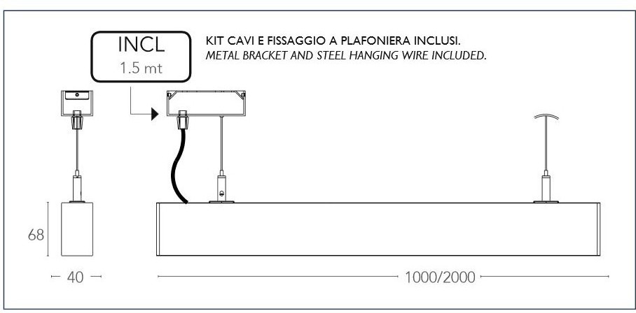 Barra led 2 metri sospensione o applique - immagine 5