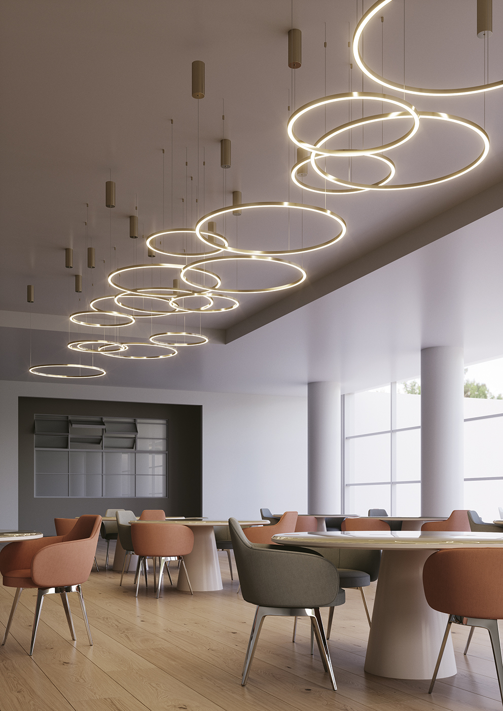 Sospensione Led Hoop oro 120cm - immagine 2