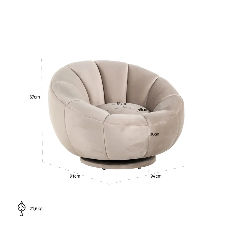 Poltrona girevole Kendy kaki - immagine 3