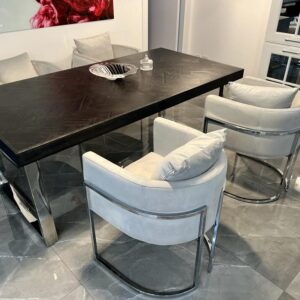 Promo 4 sedie grigio e acciaio