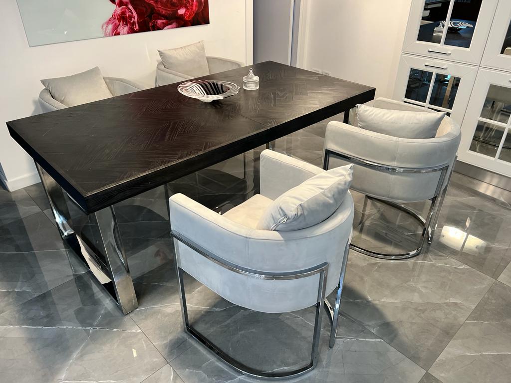 Promo 4 sedie grigio e acciaio