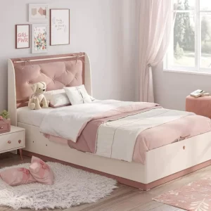 Letto Elena con testiera imbottita - Contenitore 120x200, Rettangolare