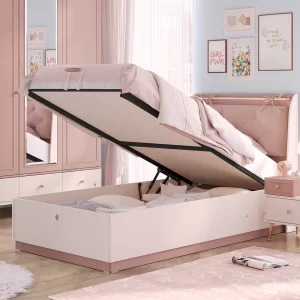 Letto Elena con testiera imbottita - Contenitore 100x200, Rettangolare