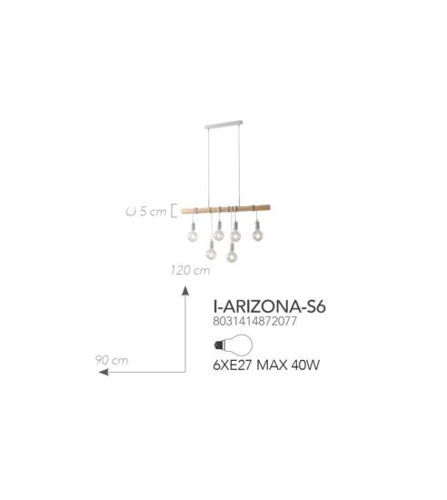 Sospensione 6 luci legno Arizona - immagine 4