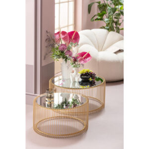 Set 2 Tavolini ottone e specchio K Ø70/60 cm