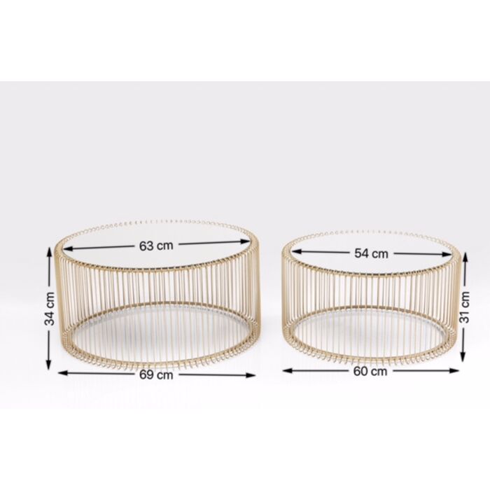 Set 2 Tavolini ottone e specchio K Ø70/60 cm - immagine 4
