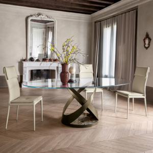 Tavolo Capri oro e vetro trasparente Tonin casa