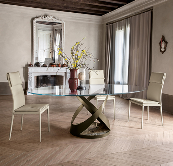 Tavolo Capri oro e vetro trasparente Tonin casa