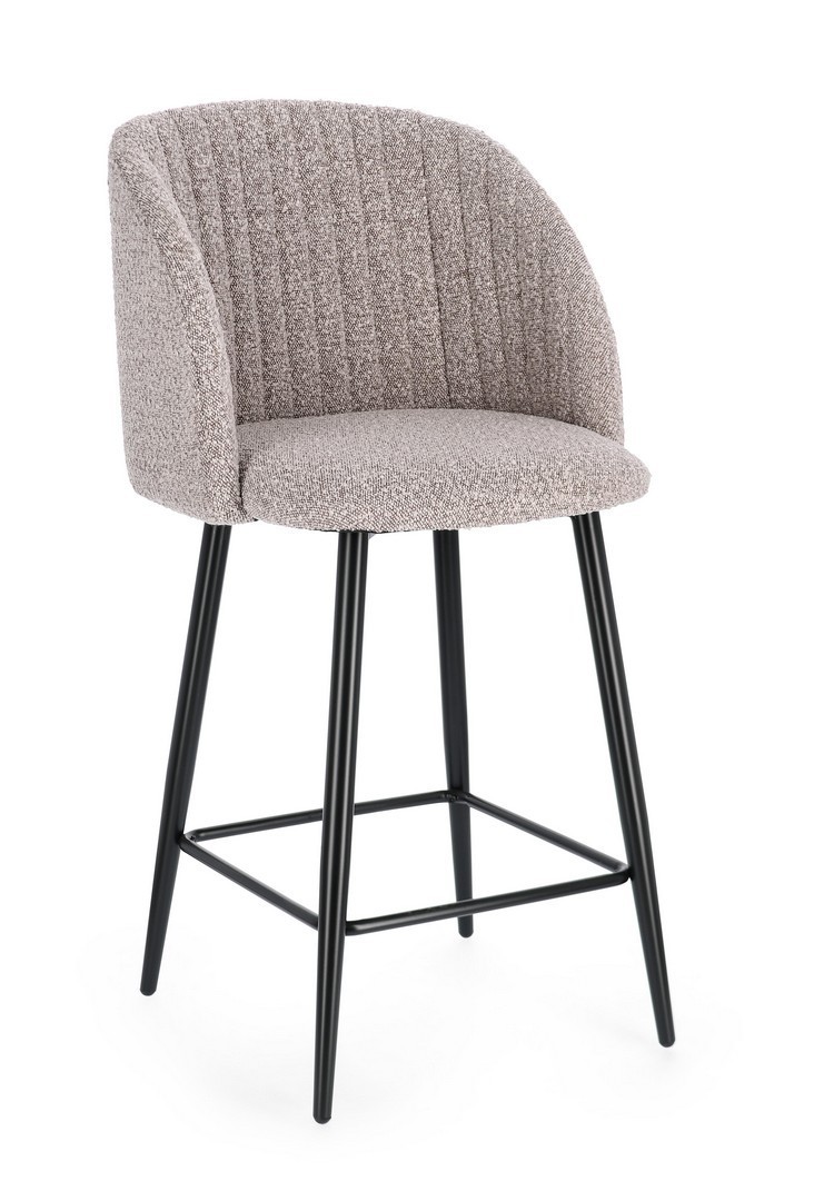 Sgabello boucle' nero/visone