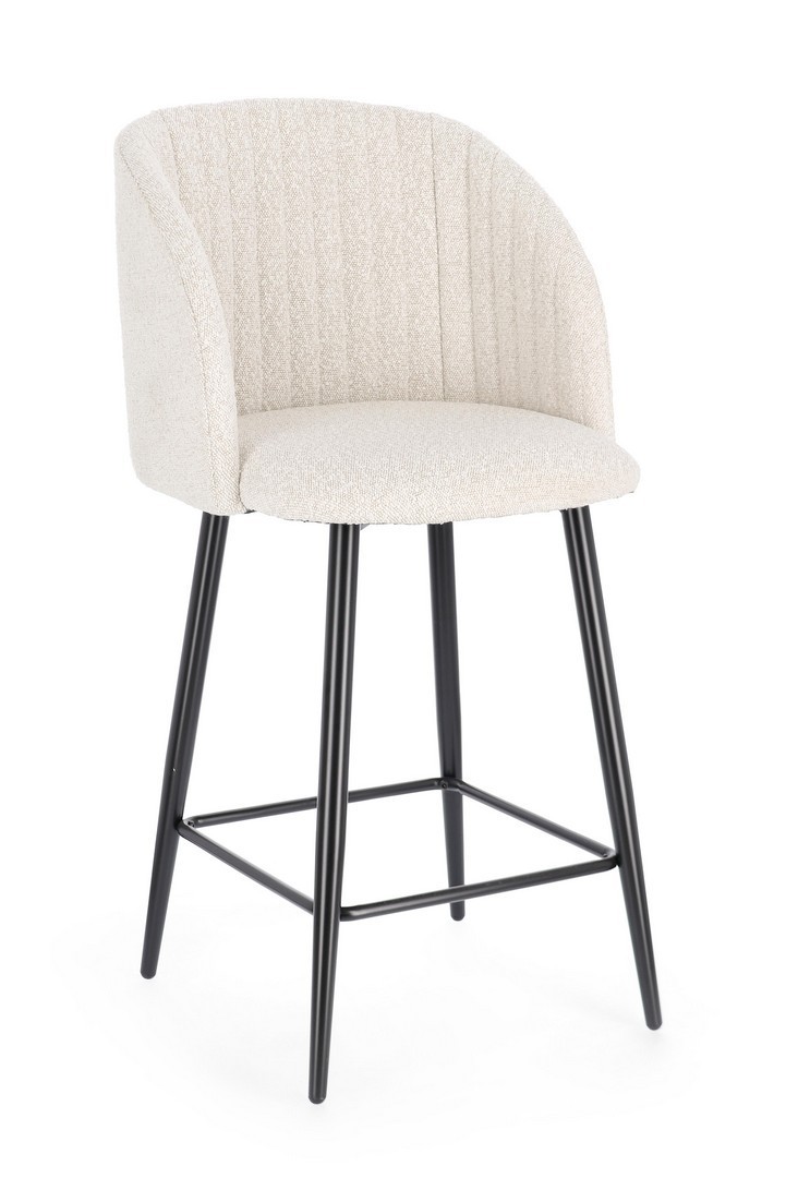 Sgabello boucle' nero/avorio