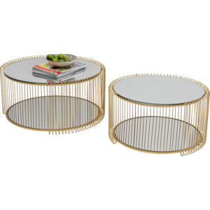 Coppia tavolini cage oro