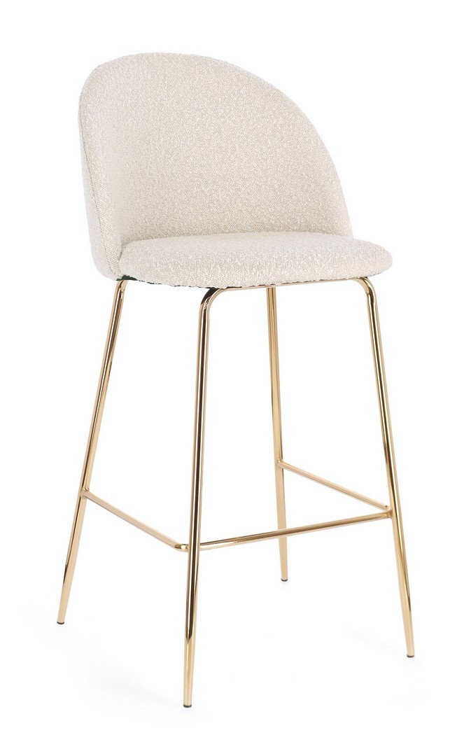 Sgabello bar Cary boucle avorio/oro