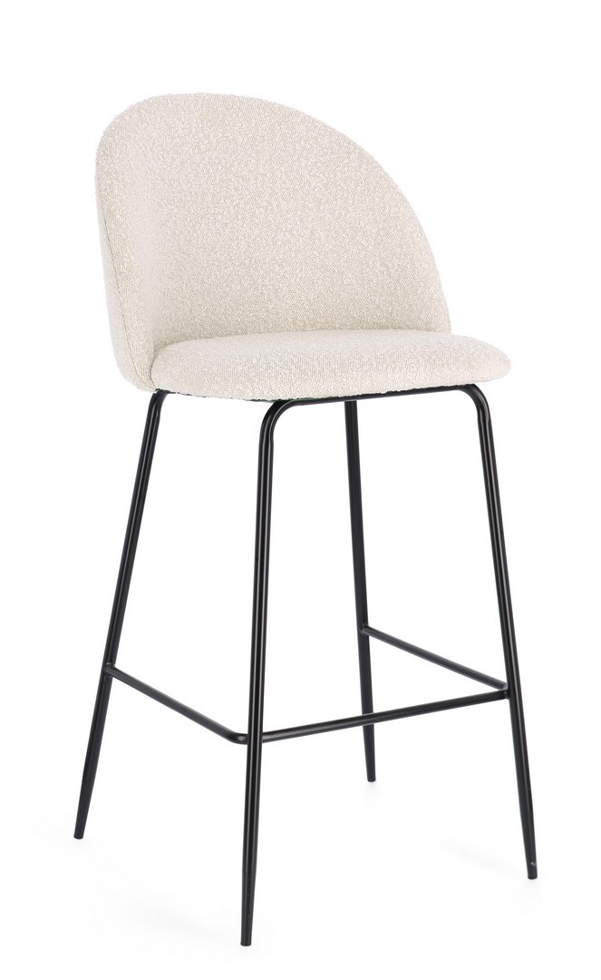 Sgabello bar Cary boucle avorio/nero